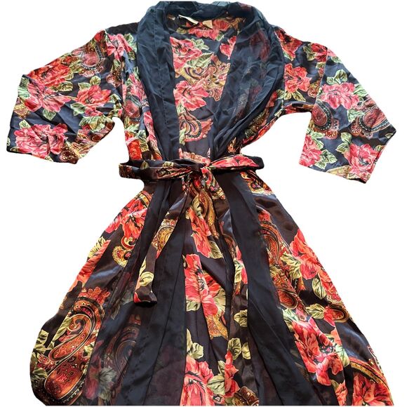 Victoria Secret Gold Label Vintage 80s 90s Luxury Medium Floral Robe Beautiful - Picture 1 of 8